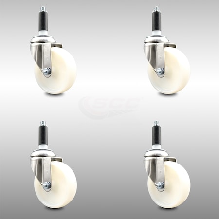 Service Caster 4 Inch 316SS Nylon Wheel Swivel 7/8 Inch Expanding Stem Caster Set SCC SCC-SS316EX20S414-NYS-78-4